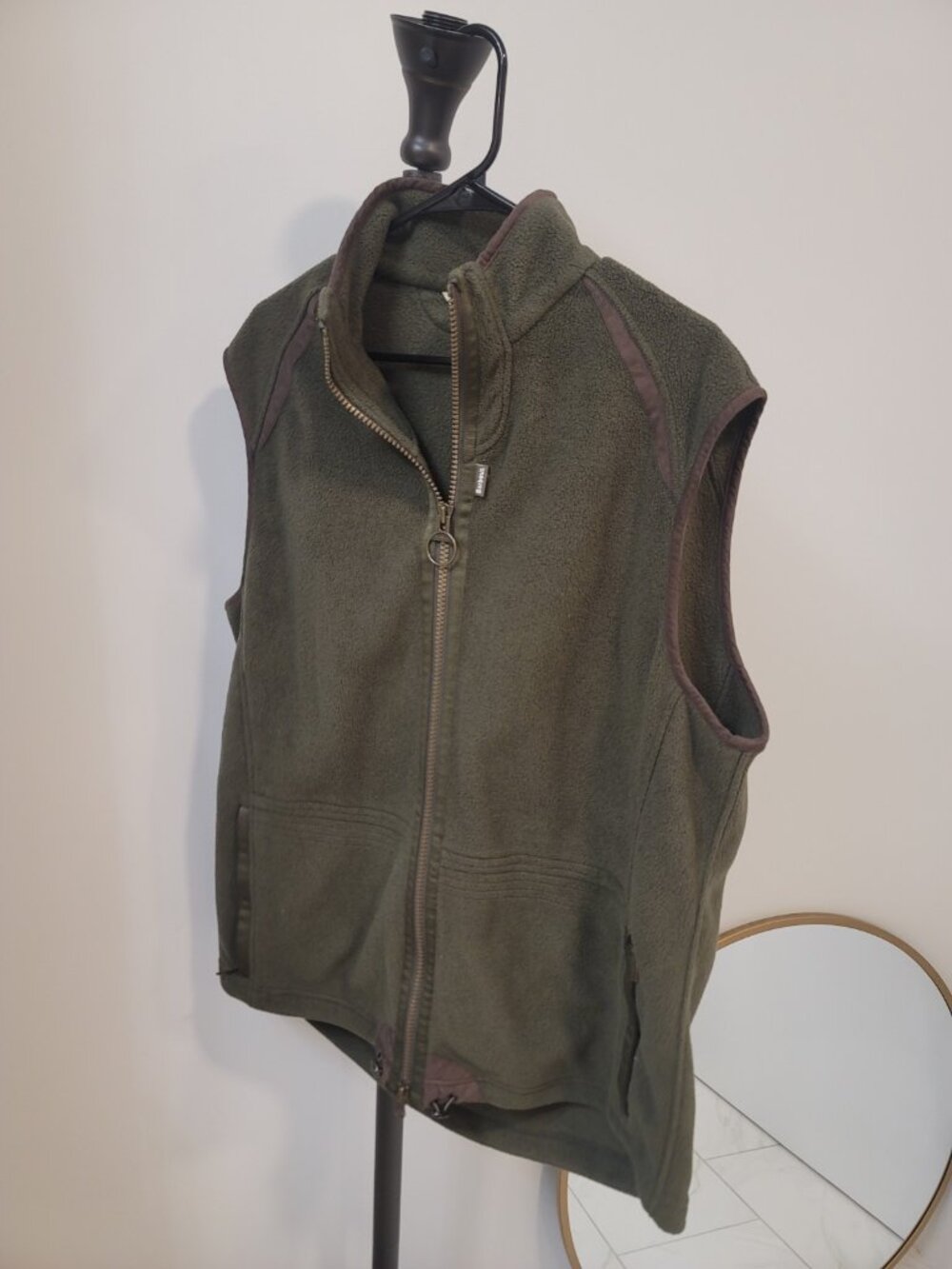 Barbour Langdale Gilet Vest Mens 2xl Green Fleece Full Zip Pockets